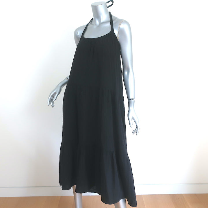 XIRENA Halter Midi Dress Reagen Black Cotton Gauze Size Small NEW