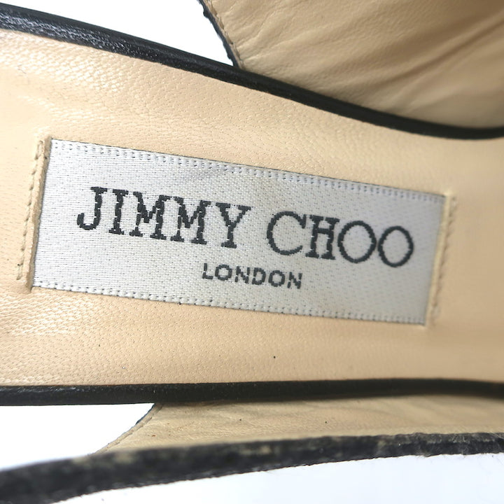 Jimmy Choo Clue Glitter Slingback Peep Toe Platform Pumps Black Size 37.5
