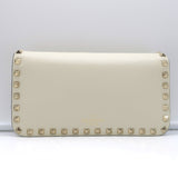 Valentino Rockstud Wallet on Chain Cream Leather Small Clutch Bag