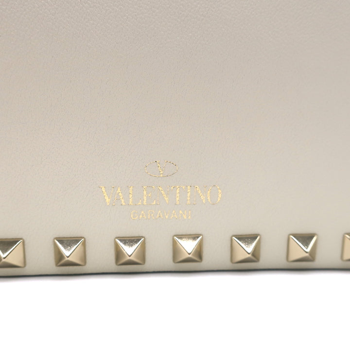 Valentino Rockstud Wallet on Chain Cream Leather Small Clutch Bag