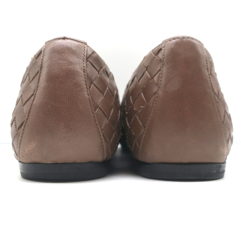 Bottega Veneta Intrecciato Leather Ballet Flats Brown Size 38.5
