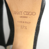 Jimmy Choo Clue Glitter Slingback Peep Toe Platform Pumps Black Size 37.5