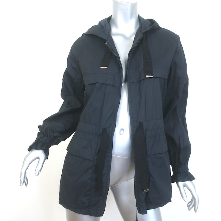 Louis Vuitton Hooded Windbreaker Jacket Black Cotton-Blend Size 36
