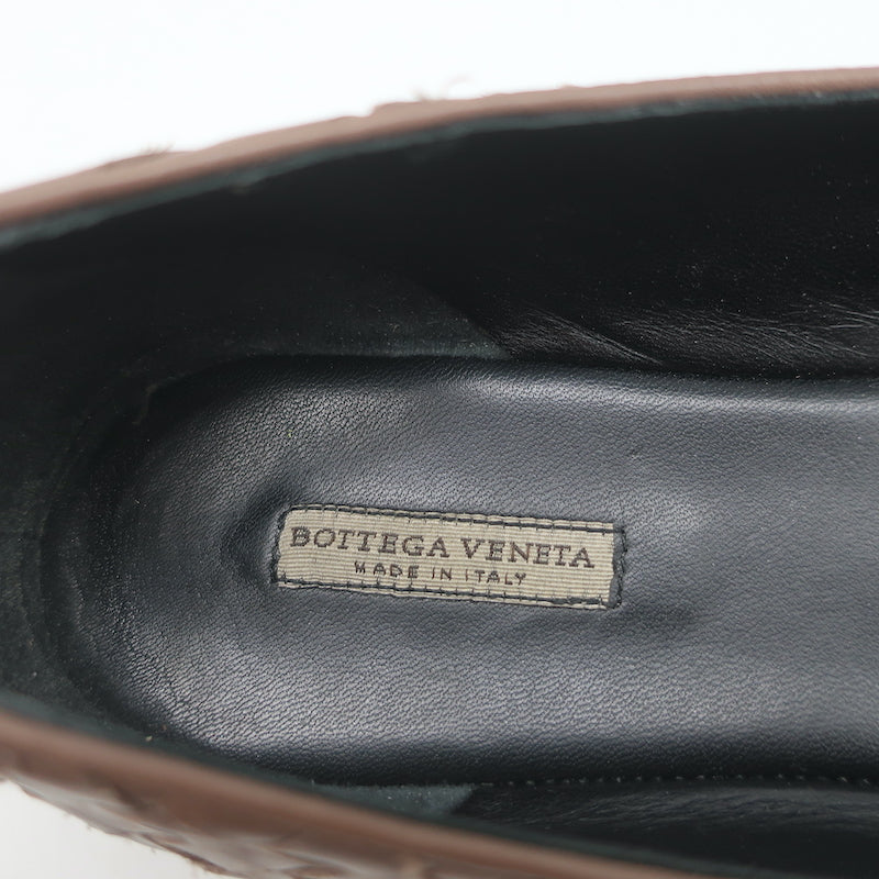 Bottega Veneta Intrecciato Leather Ballet Flats Brown Size 38.5