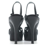 Saint Laurent Tribute 105 Platform T-Strap Sandals Black Patent Leather Size 37