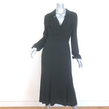 Prada Belted Cowl Neck Midi Dress Black Crepe Size 42