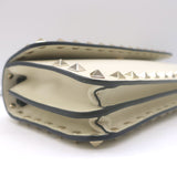 Valentino Rockstud Wallet on Chain Cream Leather Small Clutch Bag