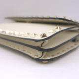 Valentino Rockstud Wallet on Chain Cream Leather Small Clutch Bag