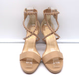 Christian Louboutin Choca Lux Crisscross Spike Sandals Nude Leather Size 35.5