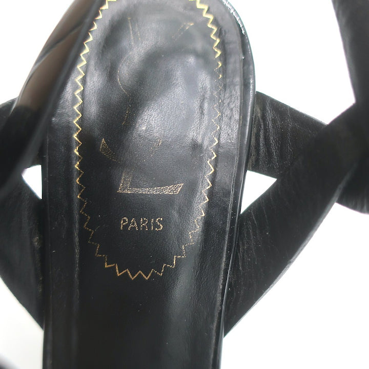 Saint Laurent Tribute 105 Platform T-Strap Sandals Black Patent Leather Size 37
