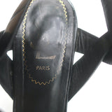 Saint Laurent Tribute 105 Platform T-Strap Sandals Black Patent Leather Size 37