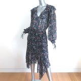 Isabel Marant Etoile Asymmetrical Midi Dress Enna Printed Chiffon Size 38