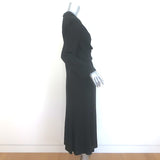 Prada Belted Cowl Neck Midi Dress Black Crepe Size 42