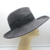 Eric Javits Zora Fedora Hat Gray Wool Felt with Black Ribbon One Size