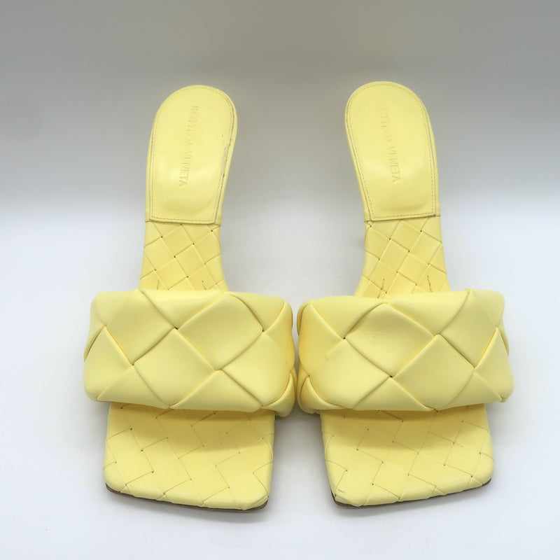 Bottega Veneta Lido Mules Pastel Yellow Intrecciato Leather Size 40