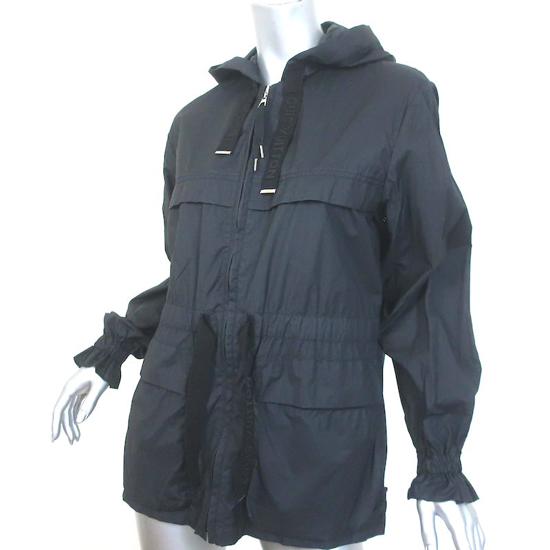 Louis Vuitton Hooded Windbreaker Jacket Black Cotton-Blend Size 36