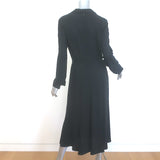 Prada Belted Cowl Neck Midi Dress Black Crepe Size 42