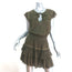 MISA Ruffled Mini Dress Verene Olive Grommet-Trim Gauze Size Small