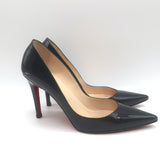 Christian Louboutin Pigalle 100 Pointed Toe Pumps Black Patent Leather Size 37