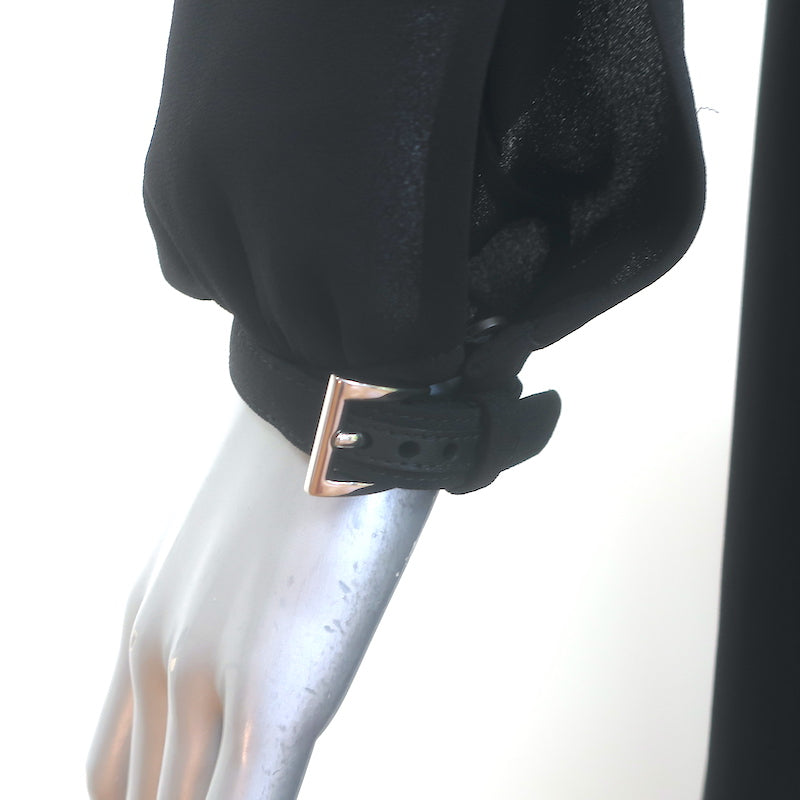 Prada Belted Cowl Neck Midi Dress Black Crepe Size 42