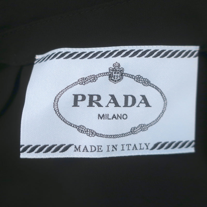 Prada Belted Cowl Neck Midi Dress Black Crepe Size 42