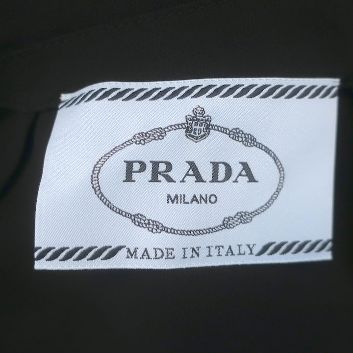 Prada Belted Cowl Neck Midi Dress Black Crepe Size 42