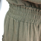 MISA Ruffled Mini Dress Verene Olive Grommet-Trim Gauze Size Small