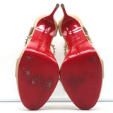 Christian Louboutin Choca Lux Crisscross Spike Sandals Nude Leather Size 35.5