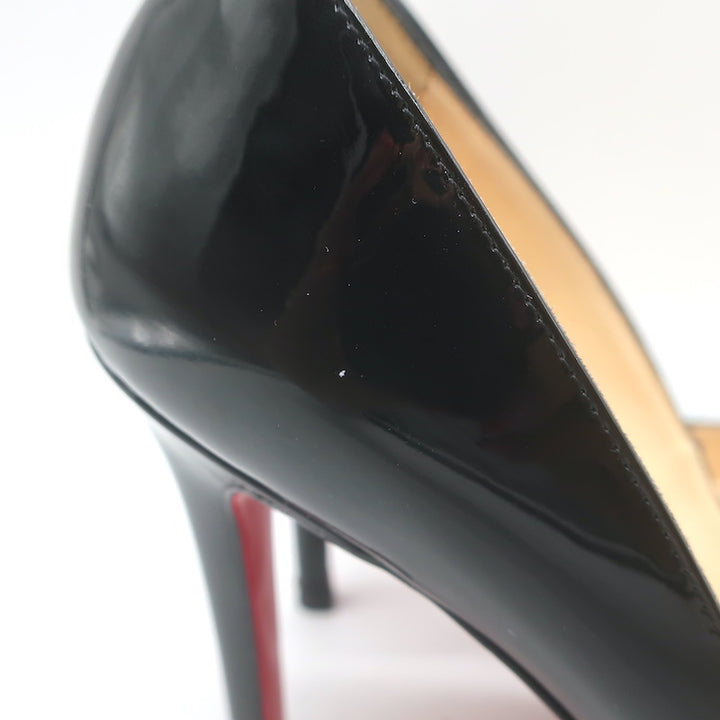 Christian Louboutin Pigalle 100 Pointed Toe Pumps Black Patent Leather Size 37