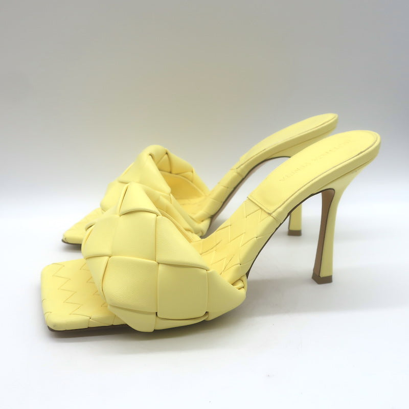 Bottega Veneta Lido Mules Pastel Yellow Intrecciato Leather Size 40