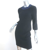 Prada Contrast-Neck Shift Dress Black Virgin Wool Crepe Size 38