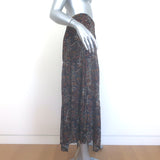 Saint Laurent Paisley Print Tiered Midi Skirt Brown/Multi Crepe Size 40
