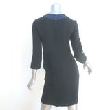 Prada Contrast-Neck Shift Dress Black Virgin Wool Crepe Size 38