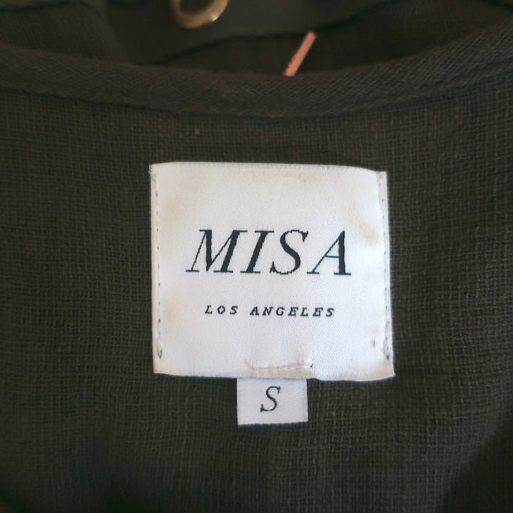 MISA Ruffled Mini Dress Verene Olive Grommet-Trim Gauze Size Small