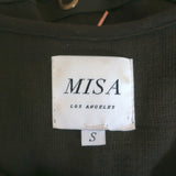 MISA Ruffled Mini Dress Verene Olive Grommet-Trim Gauze Size Small