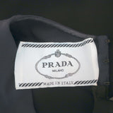 Prada Contrast-Neck Shift Dress Black Virgin Wool Crepe Size 38