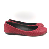 Bottega Veneta Intrecciato Leather Ballet Flats Red Size 38