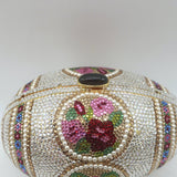 Judith Leiber Crystal Faberge Egg Minaudiere Silver/Multi Mini Crossbody Clutch