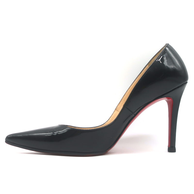 Christian Louboutin Pigalle 100 Pointed Toe Pumps Black Patent Leather Size 37