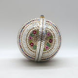 Judith Leiber Crystal Faberge Egg Minaudiere Silver/Multi Mini Crossbody Clutch