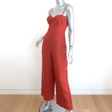 FARM Rio Petals Bodice Jumpsuit Red Linen Size Extra Small NEW