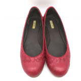Bottega Veneta Intrecciato Leather Ballet Flats Red Size 38