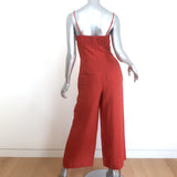 FARM Rio Petals Bodice Jumpsuit Red Linen Size Extra Small NEW