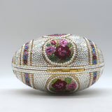 Judith Leiber Crystal Faberge Egg Minaudiere Silver/Multi Mini Crossbody Clutch