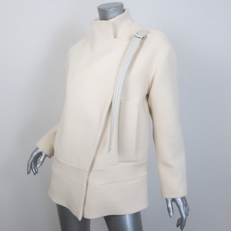 Chloe Side-Buckled Coat Milk Stretch Wool Crepe Size 36