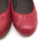 Bottega Veneta Intrecciato Leather Ballet Flats Red Size 38