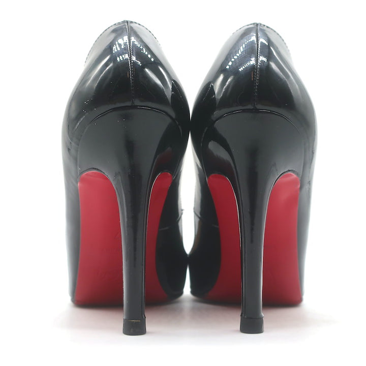 Christian Louboutin Pigalle 100 Pointed Toe Pumps Black Patent Leather Size 37