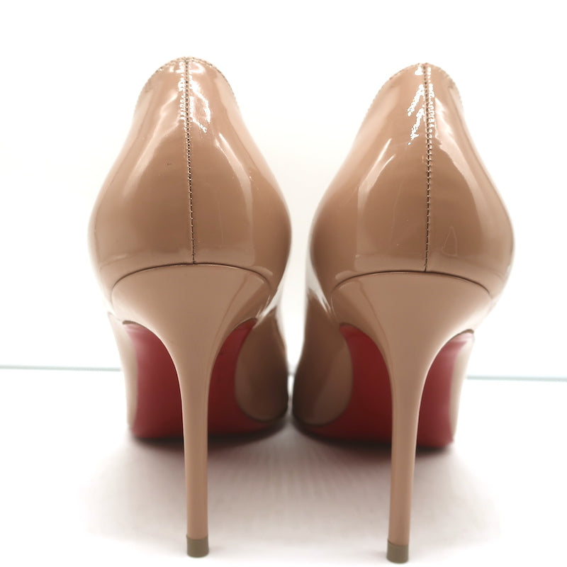 Christian Louboutin Kate 85 Pumps Nude Patent Leather Size 37 Pointed Toe Heels