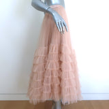 LoveShackFancy Lyric Tiered Tulle Midi Skirt Blush Size 4