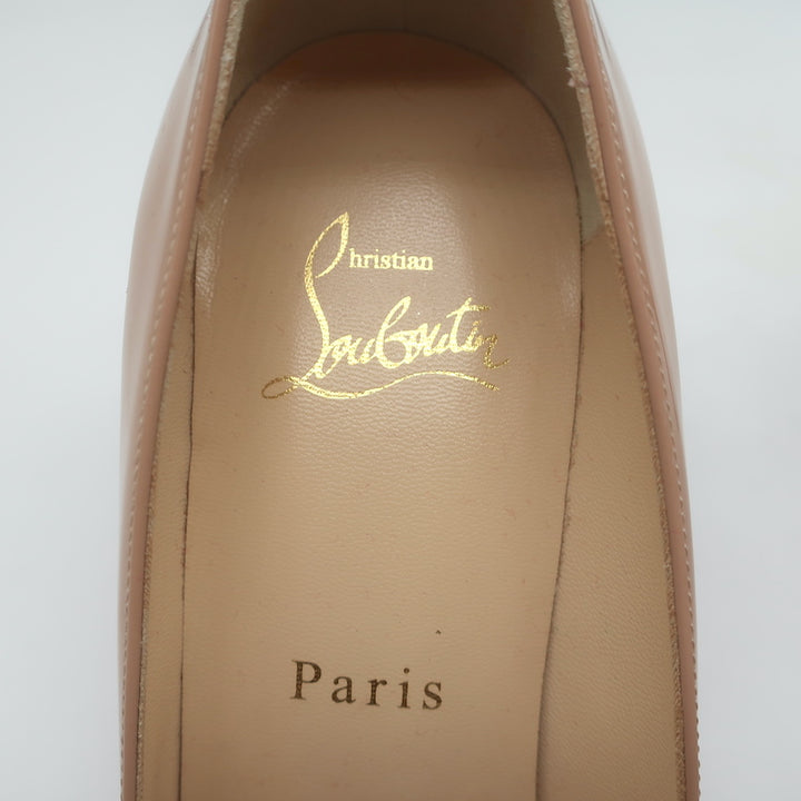 Christian Louboutin Kate 85 Pumps Nude Patent Leather Size 37 Pointed Toe Heels